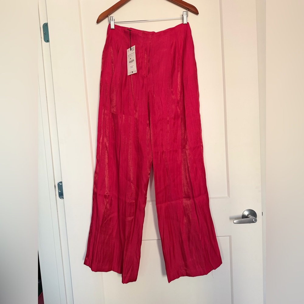 🩷 NWT Zara Wrinkled Effect Wide Leg Pant